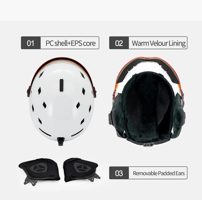 MOON-Professional Ski Helmet for Adult and Youth, Universal for Skateboard, Snowboard, Snow Equipment, Warm, Winter