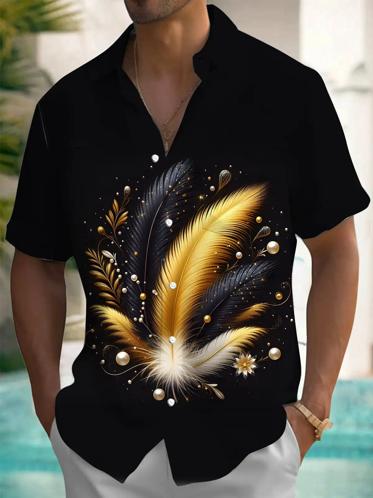 New Hawaii Spring/Summer Fashion Leisure Street Walk Tourist Beach Printed Full Open Short Sleeve Button Shirt, Quick Shipping