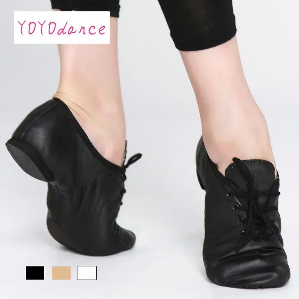 New Professional Jazz Dance Shoe Boot Women Men Kids Lace Up Dancing Sneakers Leather Athletic Shoes