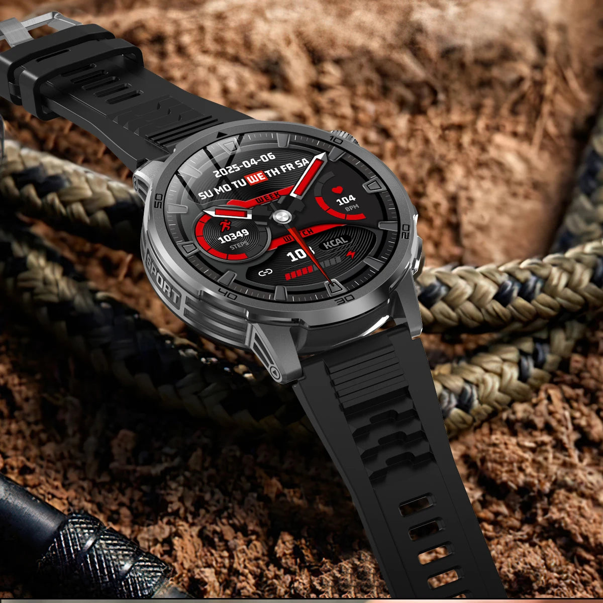 Fanwear men's smart watch SOS distress light +LED flashlight dual light mode 1000 mAh battery GPS trajectory 1.85 inch AMOLED