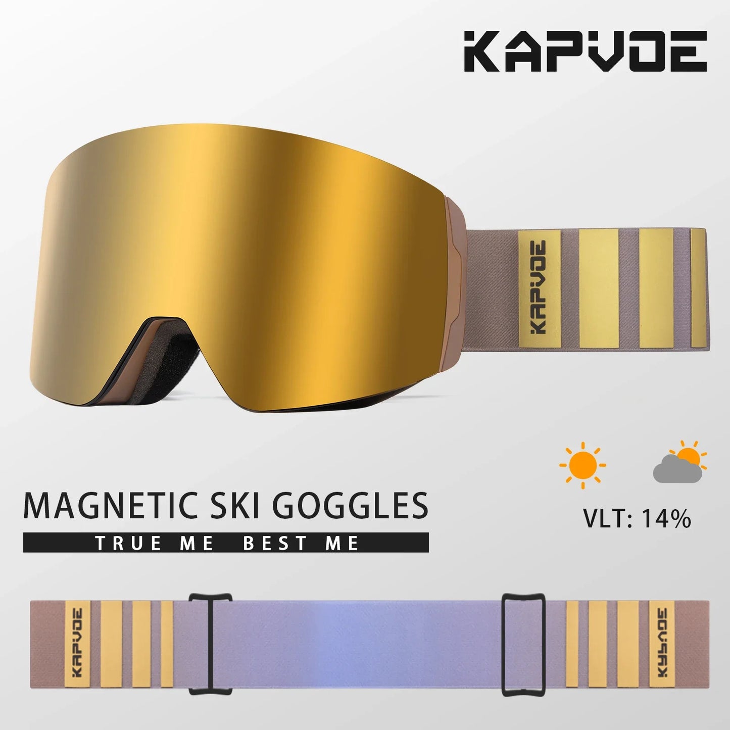 Kapvoe Photochromic Ski Goggles Magnetic Anti-Fog Lenses UV400 Protection Men Women Ski Goggles Snow Sunglasses Sports Eyewear