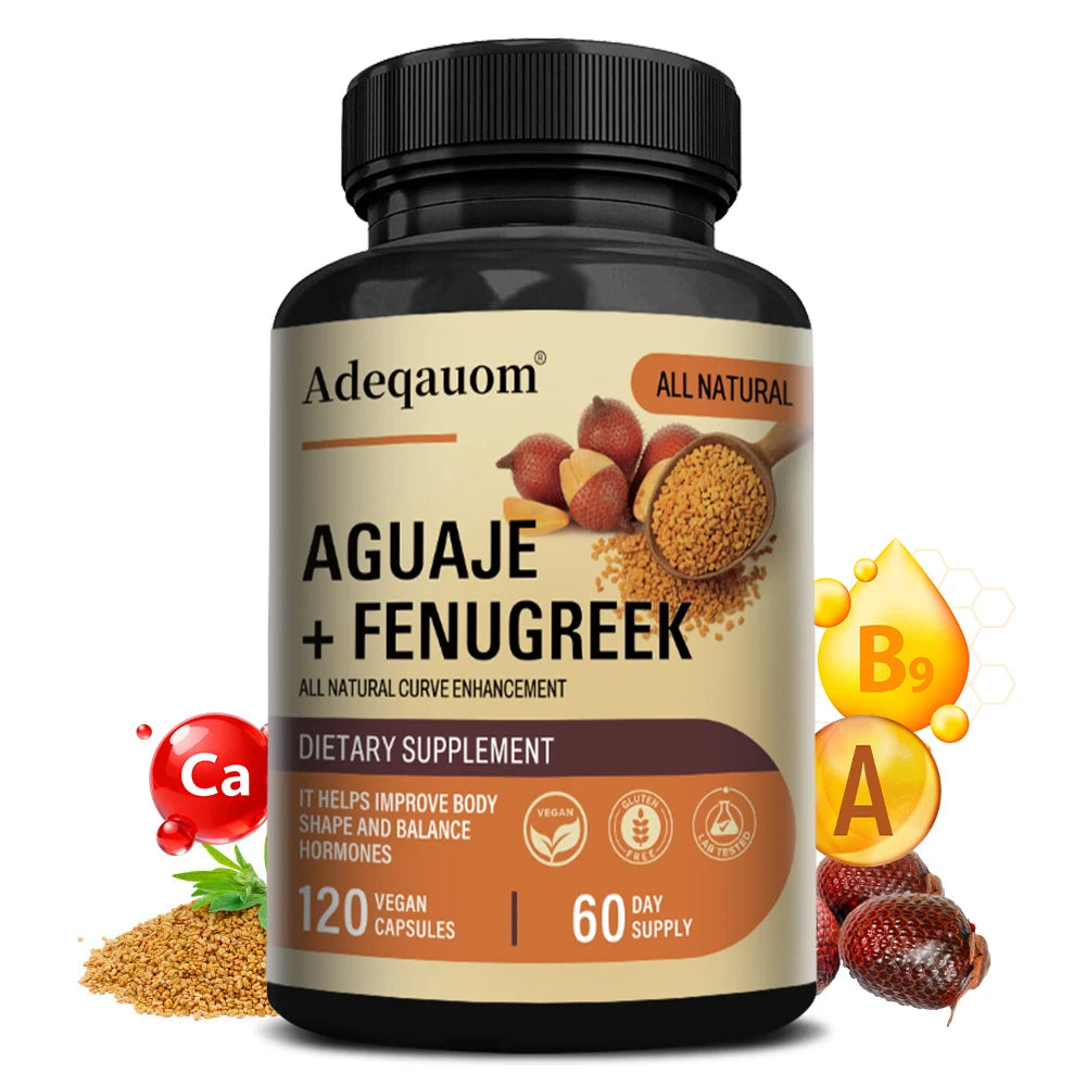 Aguaje + Fenugreek Capsules - 1000mg, Supports Buttocks, Curvy Body & Breast Support, Immune Health, Rich in Protein & Vitamins