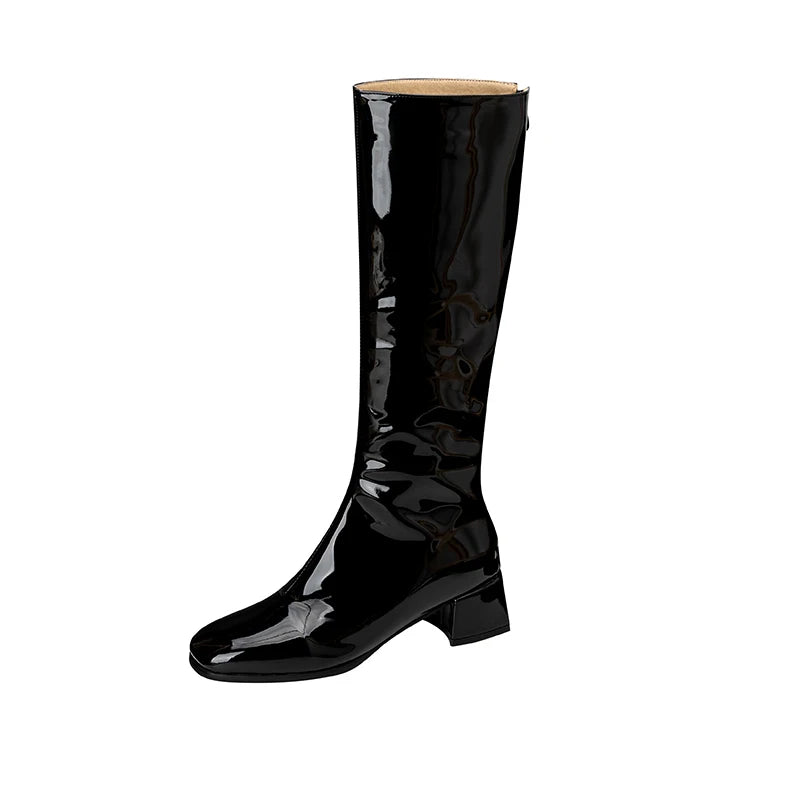 Women's Knee High Boots Winter Shoes 2025 Gold Silver Low Heeled Long Boot Ladies Party Footwear Shoes Large Size 45 Waterproof