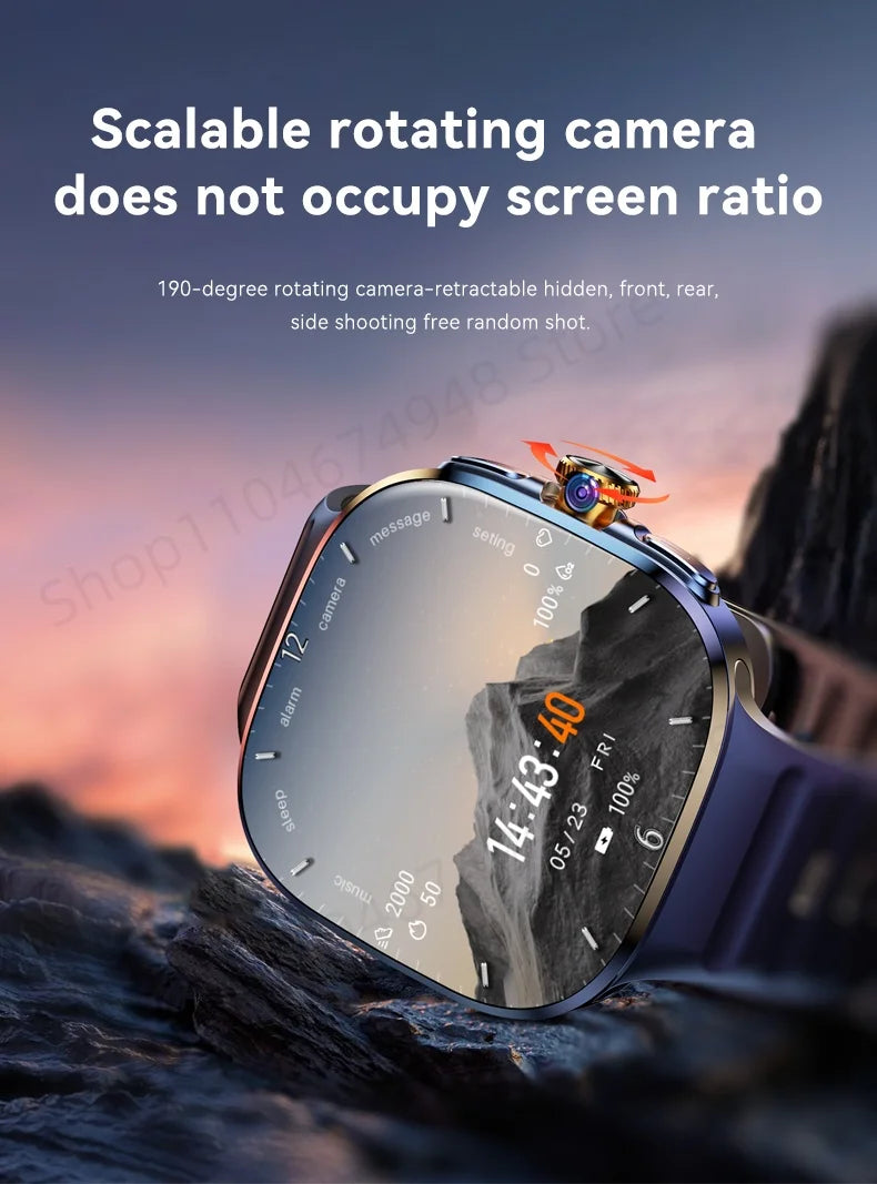 M99 Smart Watch Android 10.0 Smartwatch With Sim Card Rotary Camera GPS WIFI Compass 512GB Storage 2.4inch larger Amoled Screen