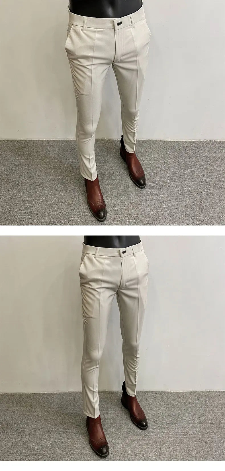 Men Suit Pants Hombre Pantalones 2026 Spring Stretch Slim Formal Trousers for Men Fashion Casual Stripe Dress Pants Men Clothing