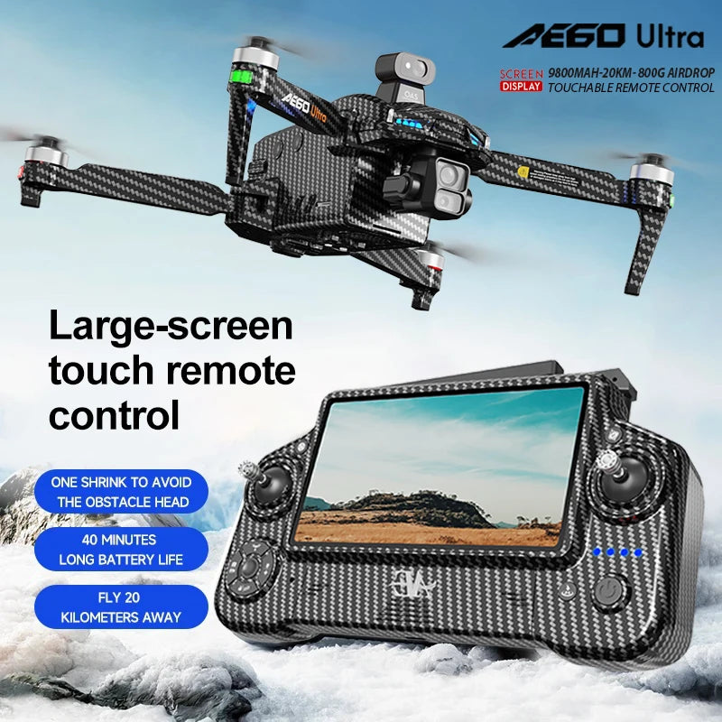 AE60 Ultra GPS Drone Profesional 8K HD Camera 3-axis gimbal Aerial Photography 12KM Obstacle Avoidance FPV Airdrop Fishing Drone