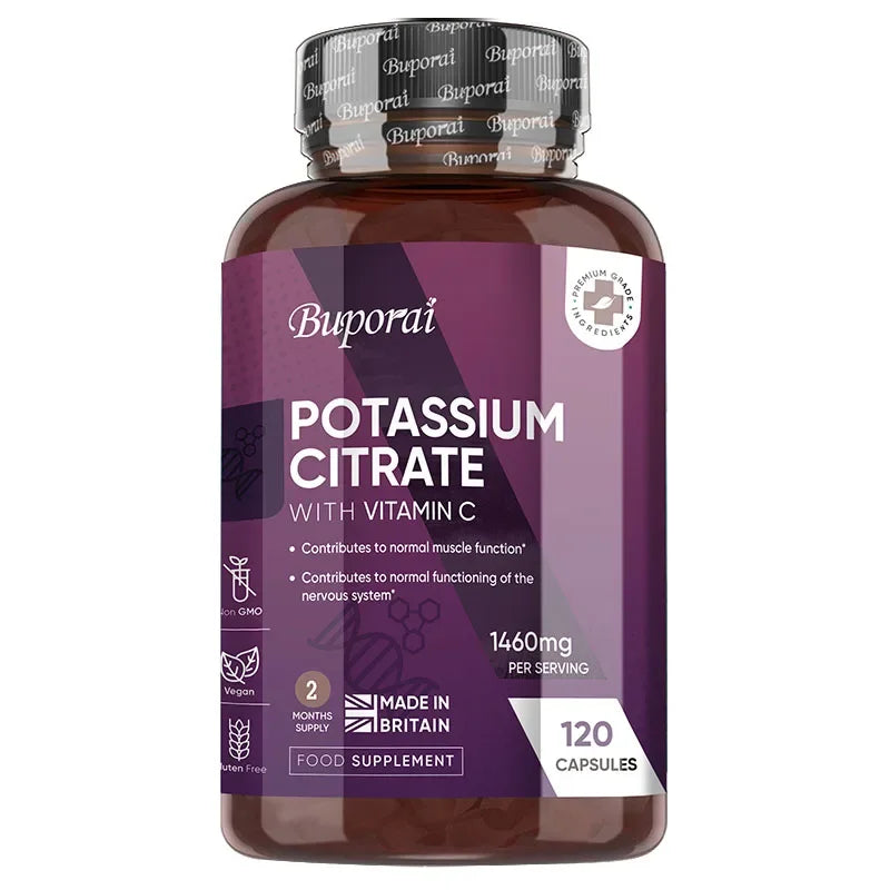 Potassium Citrate Supplements 1460mg - Contains Vitamin C To Help Maintain Normal Bone, Nerve and Immune System Function