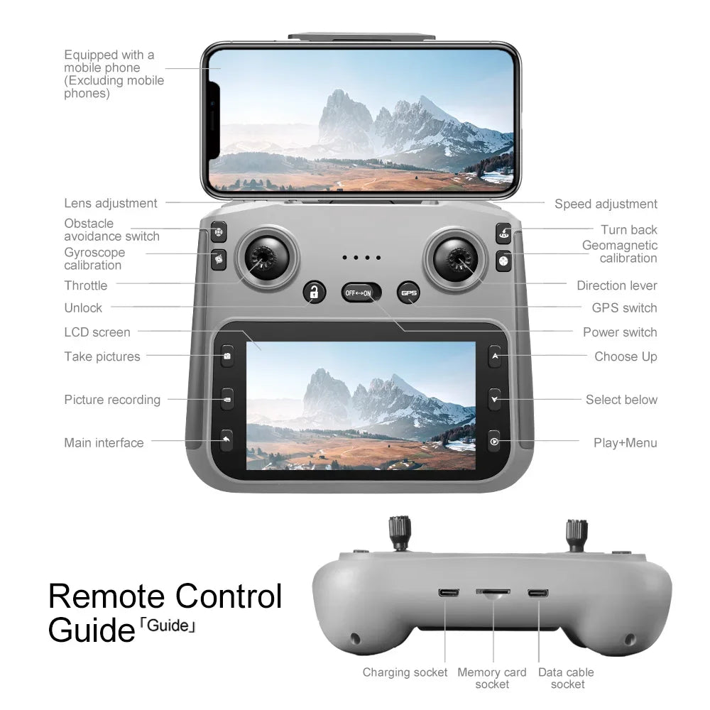 Original V198MAX GPS Drone 8K Professional Camera Aerial FPV Brush Laser Obstacle with Large Screen Remote Control Folding Dron