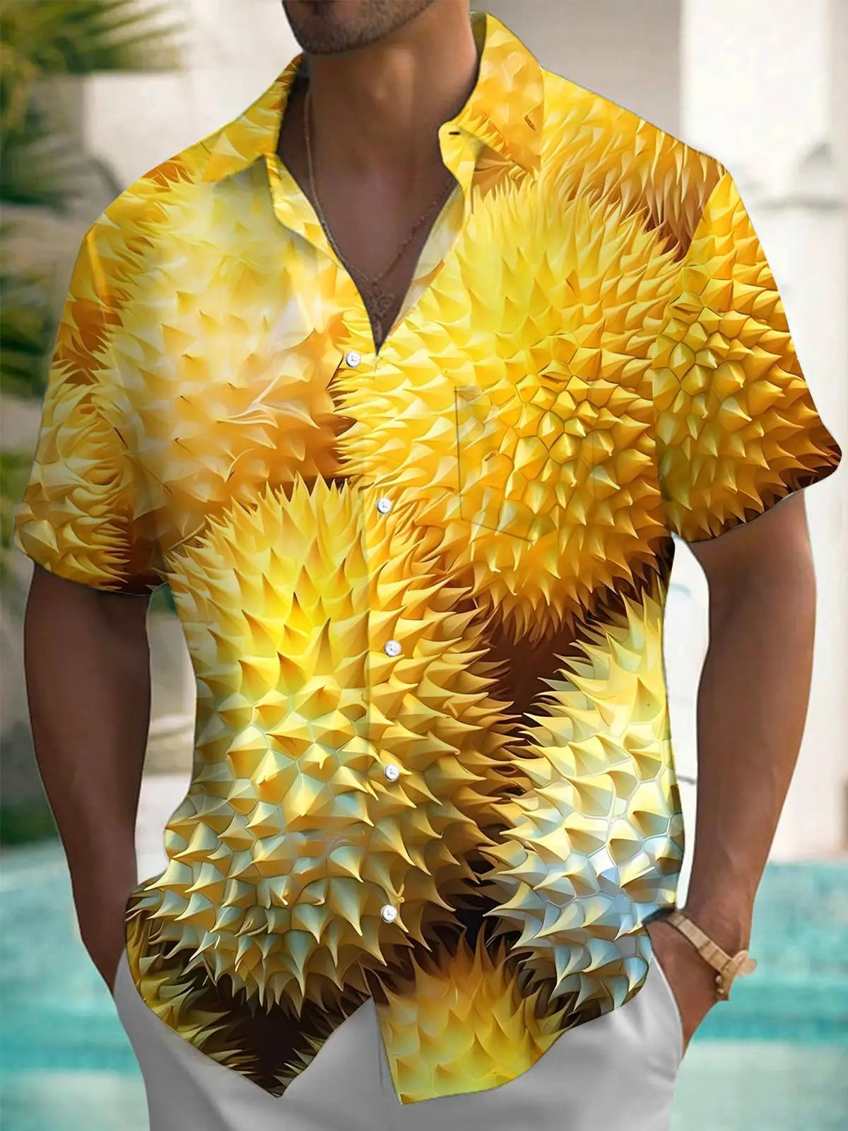 New Hawaii Spring/Summer Fashion Leisure Street Walk Tourist Beach Printed Full Open Short Sleeve Button Shirt, Quick Shipping