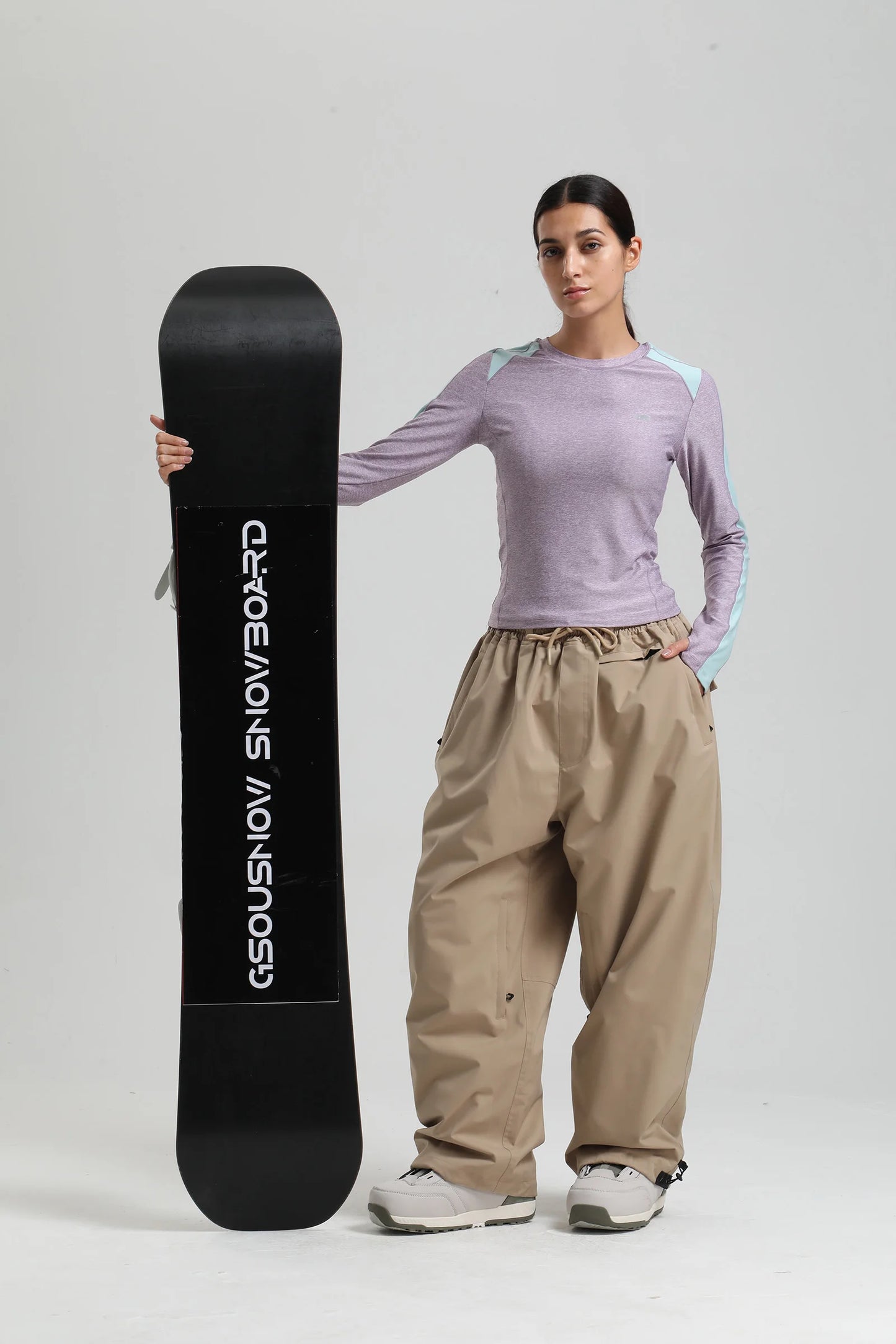 Gsou Snow 2025 Unisex Loose Fit Cargo Ski Pants - Waterproof Windproof Snowboard Trousers for Men & Women Winter Snow Gear