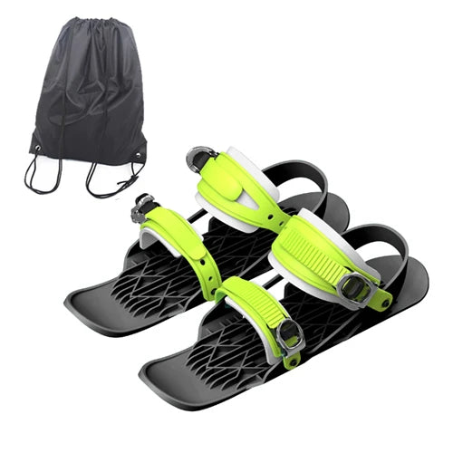 1 Pair Snow Skates for Adults, Mini Short Skiboard Snowblades with Adjustable Bindings, Portable Snow Skiing Boarding Shoes Men