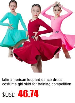 Latin american Dance velvet feather Long Dress Girls Kids Samba Salsa Cha Cha Rumba Tango Children Competition Ballroom Dresses