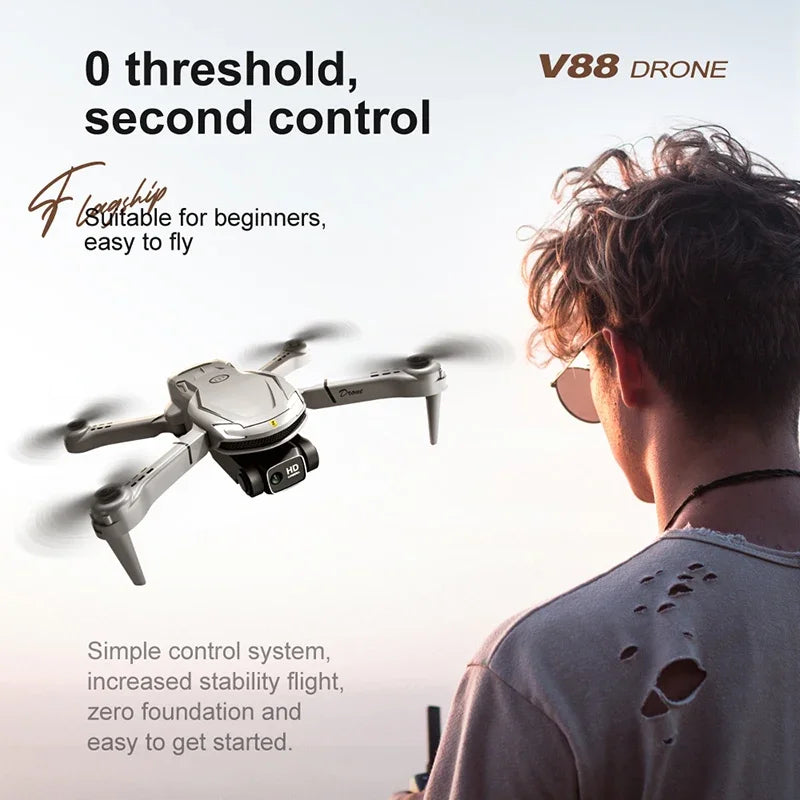 2026New V88 8K Professional Aerial Dual-Camera Omnidirectional Obstacle Avoidance Mini Drone GPS Folding Quadcopter 10km Toys