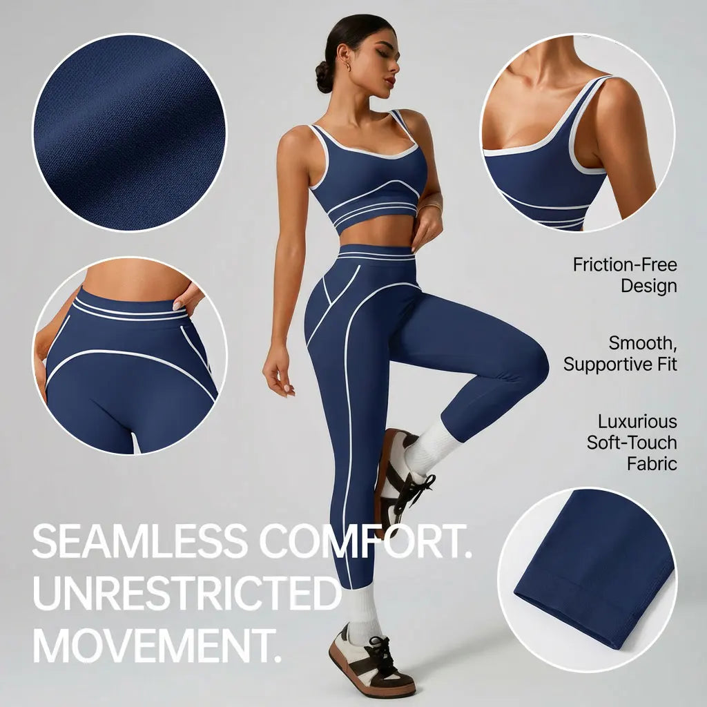 Women's Seamless Yoga Set - Sports Bra & High Waist Leggings Activewear for Gym Workout Fitness Exercise Stretch Athletic Outfit