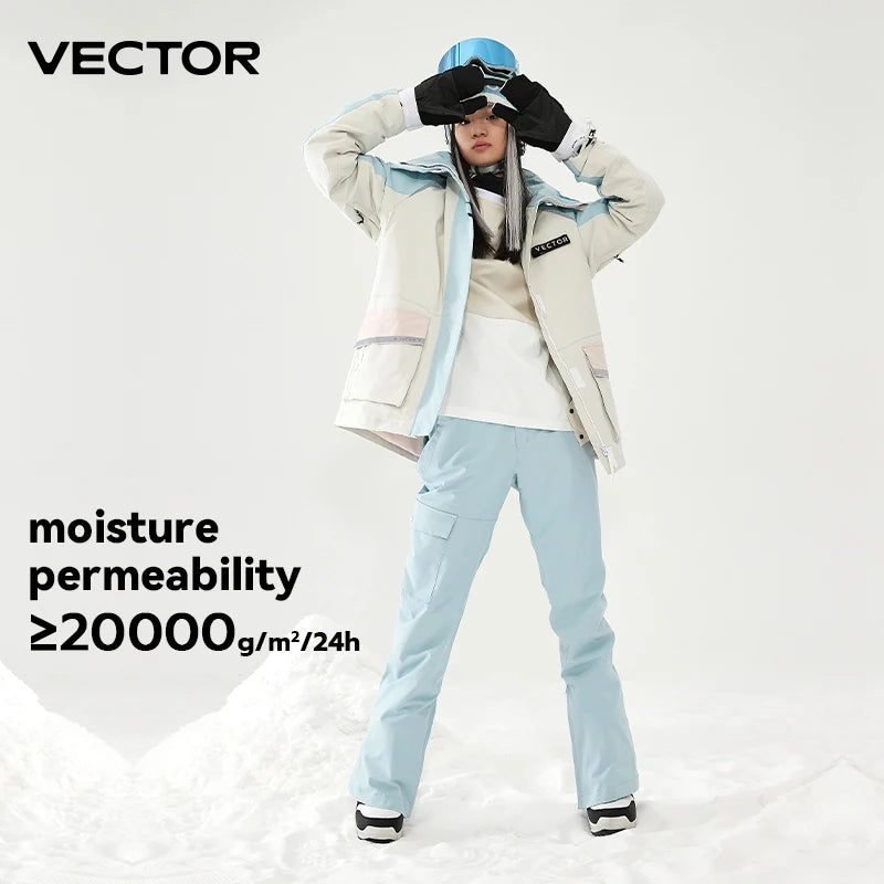 VECTOR Ski Suit Set Women Man Winter Women Jackets and Pants Warm Waterproof Women Jackets Pants Outdoor Ski Bike Camping 2023