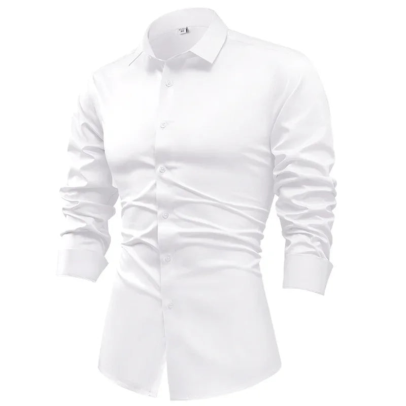S~6XL satin plus size long sleeve shirt business casual dress shirt non-ironing wrinkle-resistant men's wholesale, men's shirts