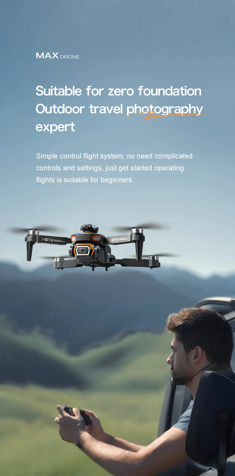 GT5 Brushless Drone with Dual Lens & Obstacle Avoidance - GPS/APP Path Drawing, 2.4" Screen Remote Flight for Aerial Photography