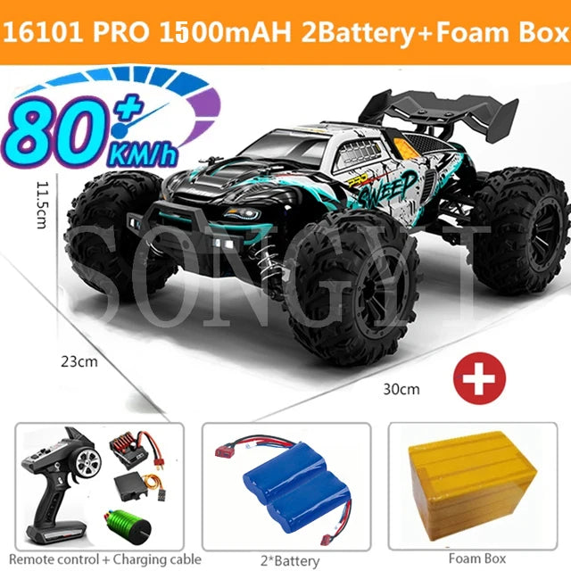 4WD 1:16 80KM/H Super Brushless 50KM/H Brushed RC Car 4x4 Off Road Remote Control High Speed Drift Racing Truck Toy Kids Adults