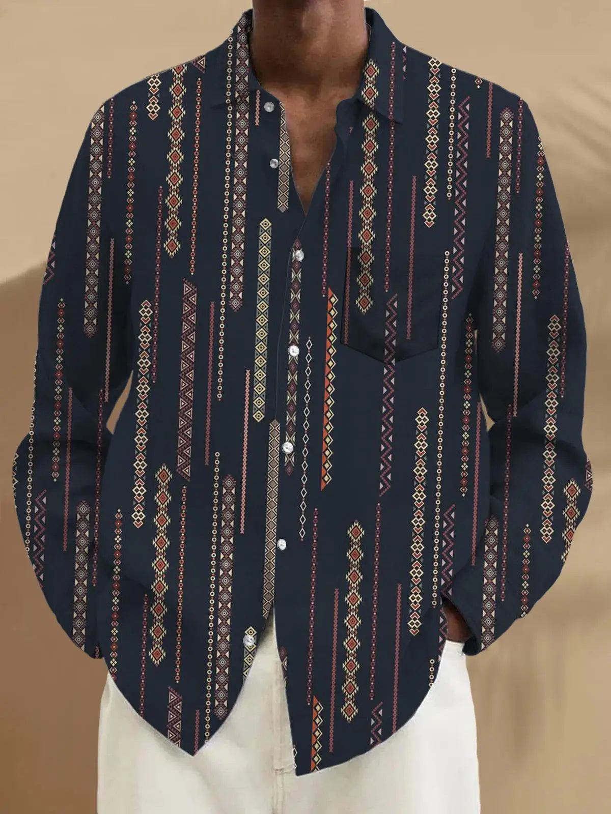 Men's shirts, button down shirts, casual shirts, spring and summer, printed long sleeves Tops fashion comfortable Men Clothing