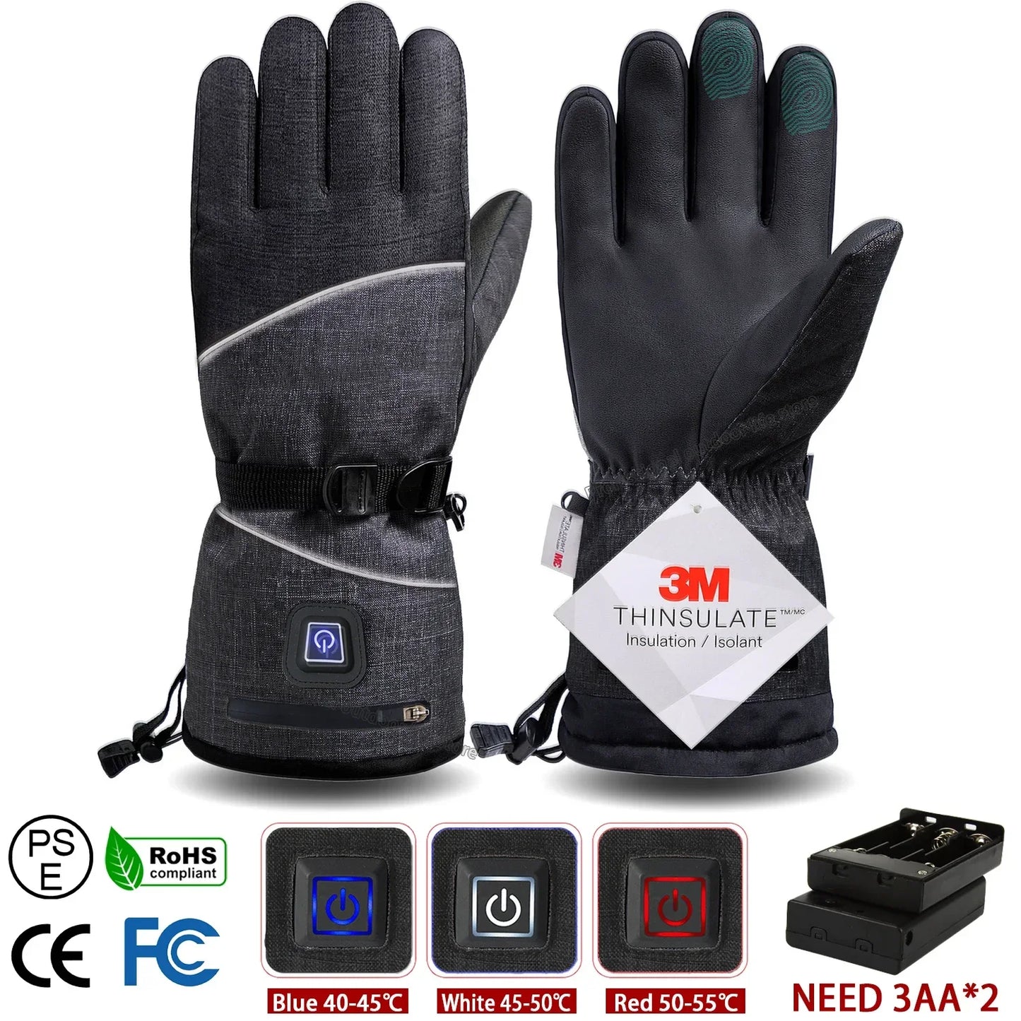 3M Cotton Heating Gloves Winter Hand Warmer Electric Thermal Gloves Waterproof Heated Cycling Motorcycle Bicycle Ski Outdoor