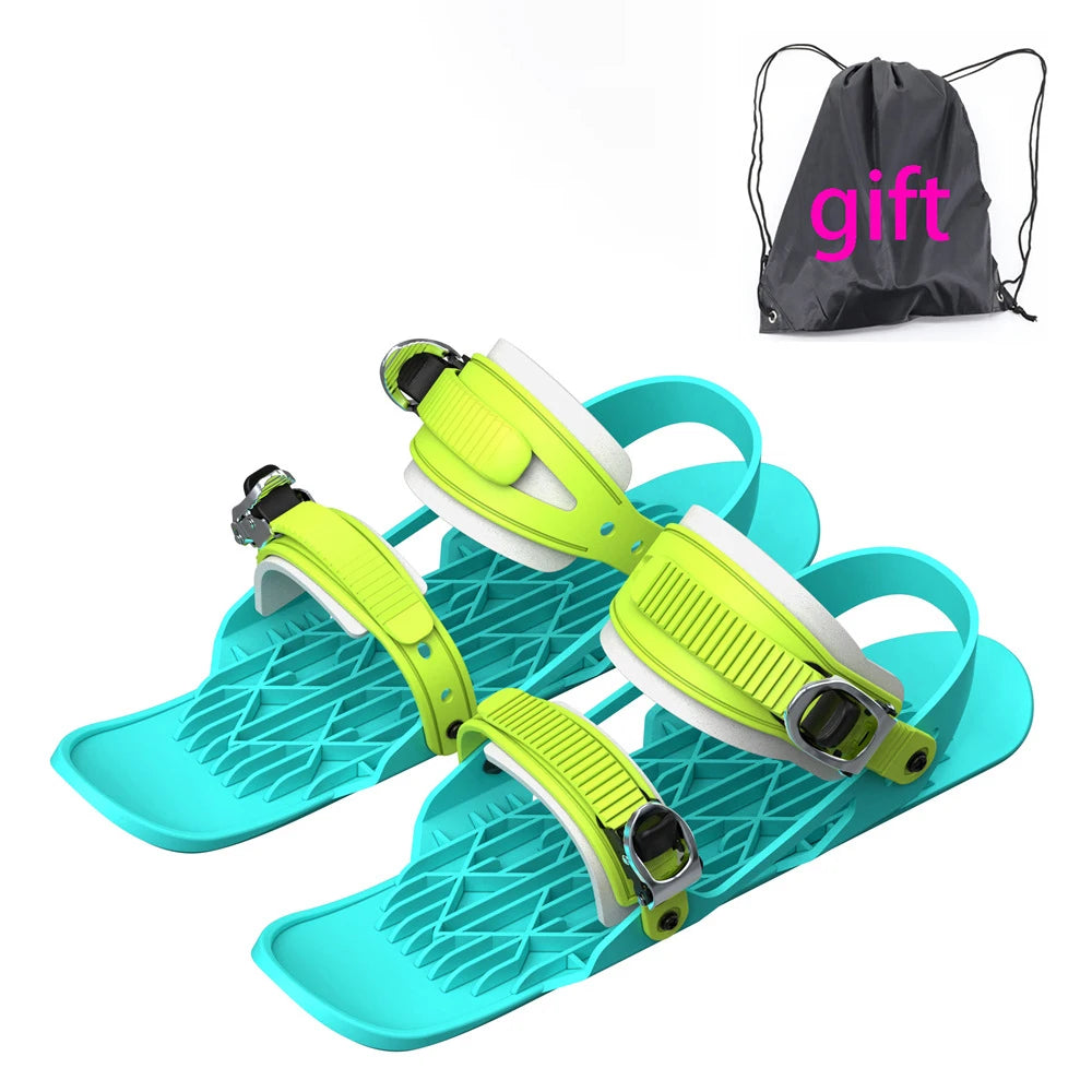 Mini Short Ski Skates Skis Boots Skiboards Adjuatable Adults Short Shoe Snowblades Portable for Winter Outdoor Sports Snow Board