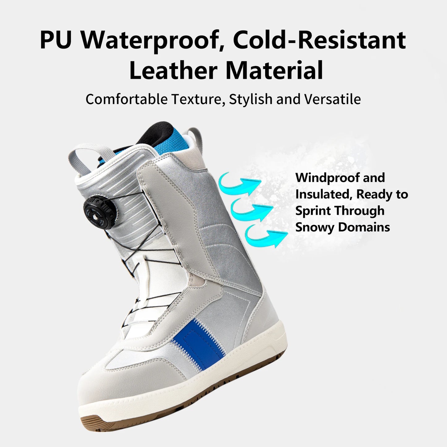 Dexun Dual Buckle Ski Boots Quick-Lace Waterproof Warm EVA Rubber Sole TPU Support Snowboard Shoes Size 36-45
