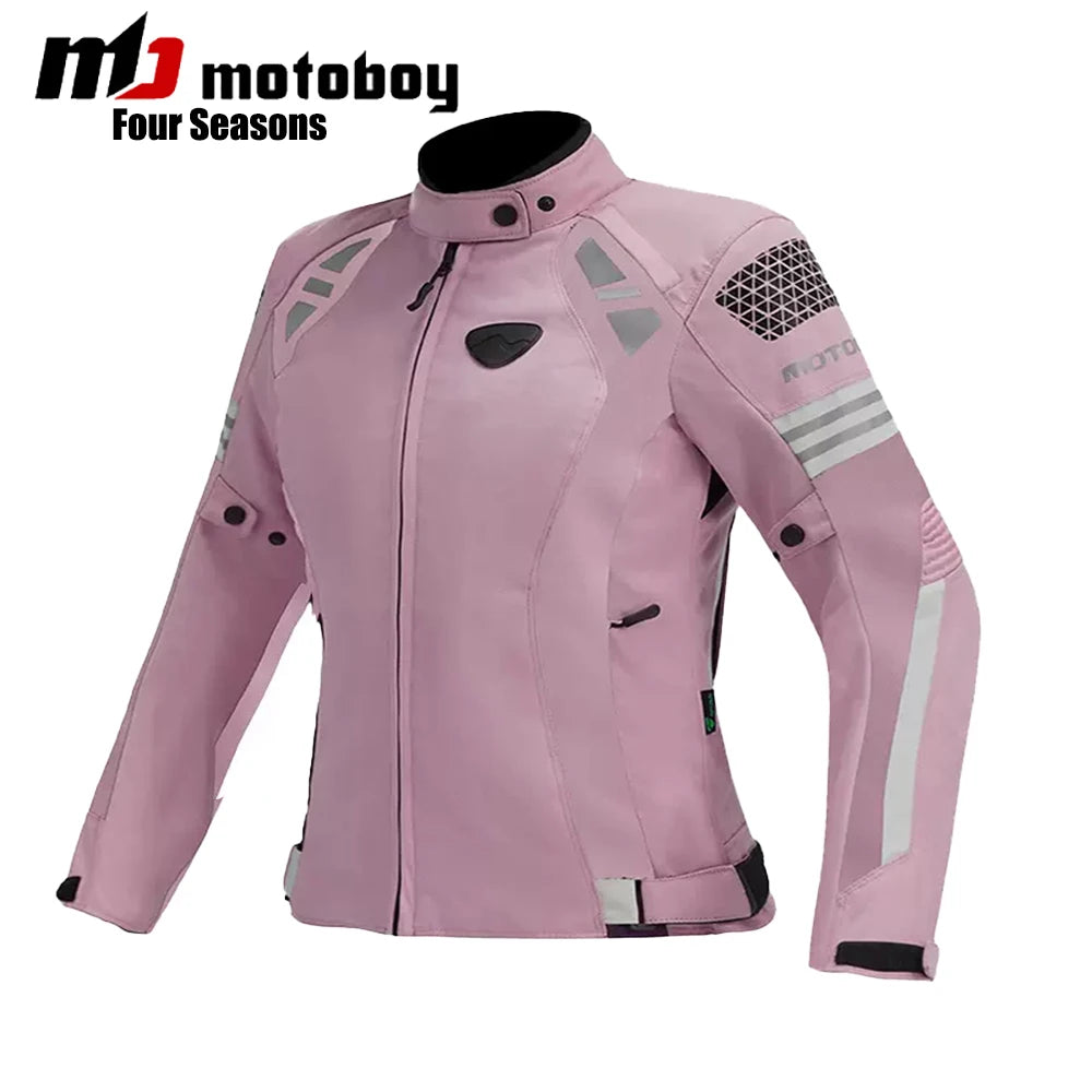 Women Motorcycle Jacket Four Seasons Breathable Lightweight Mesh Cycling Moto Jacket Protector Motocross Suit CE Protective