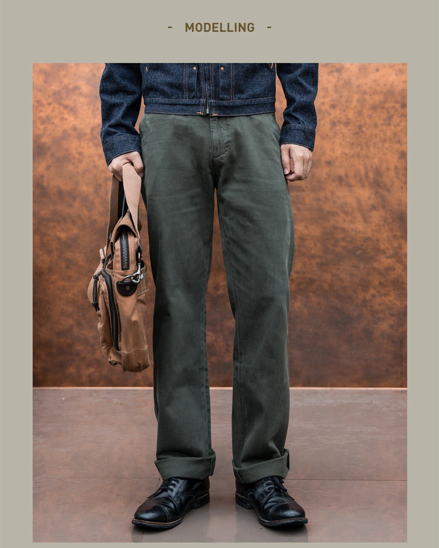 Red Tornado Garmen-Dyed Officer Chino Pants Straight Fit American Casual Style Men's Everyday Trousers
