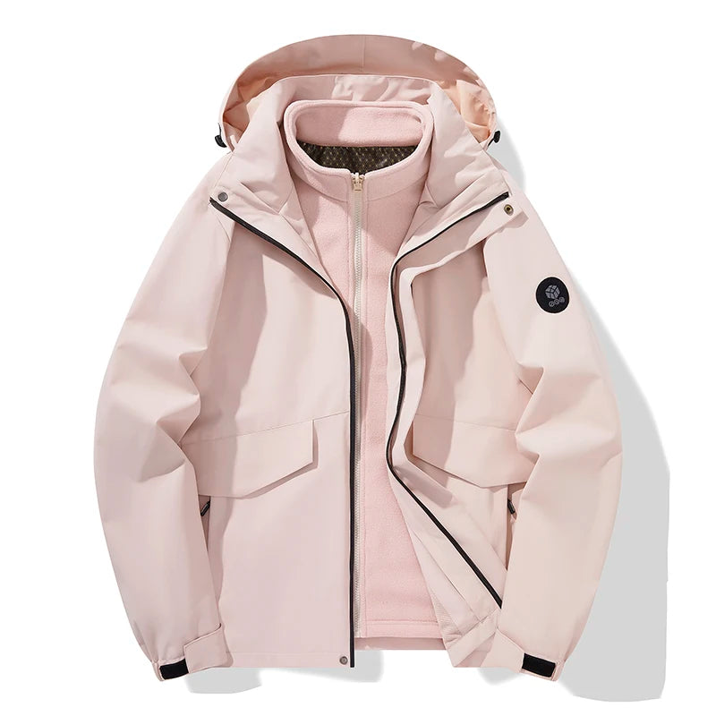 Autumn and winter three-in-one windbreaker  two-piece set detachable warm ski suit  windproof mountaineering suitMens coats