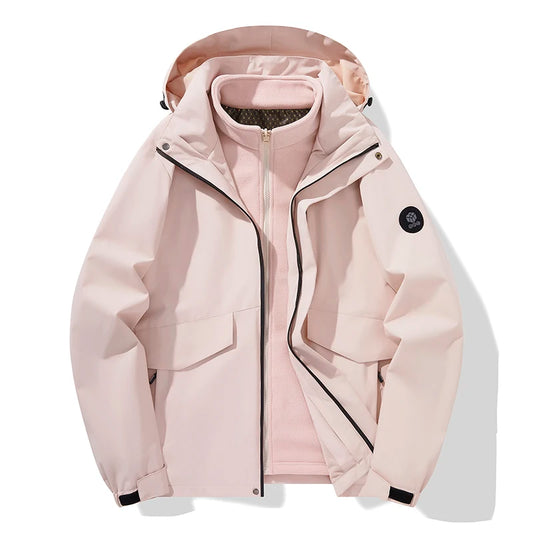Autumn and winter three-in-one windbreaker  two-piece set detachable warm ski suit  windproof mountaineering suitMens coats