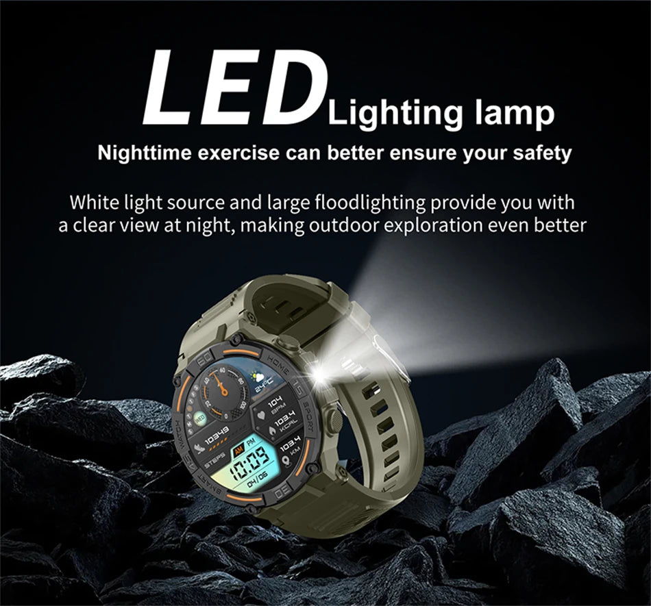 2026 New Military Outdoor Smart Watch GPS 1.52" Ultra HD Display Bluetooth Call Heart Rate IP69K Waterproof AI Smartwatch Men