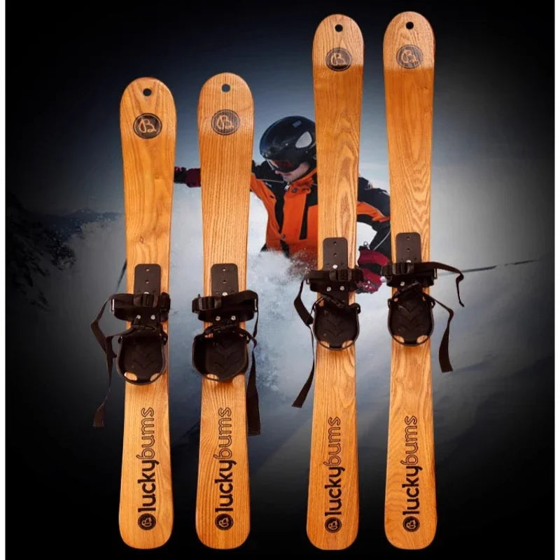 Natural Ash Wood Twin Tip Alpine Skis Adults Kids Vintage Wooden Skis Stylish High Quality Display Ready Snow Snowboard