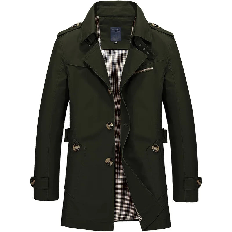 2026 Spring New Men's Army Green Lapel Jacket, Khaki Business Casual Coat, Blue and Black Autumn Windbreaker.