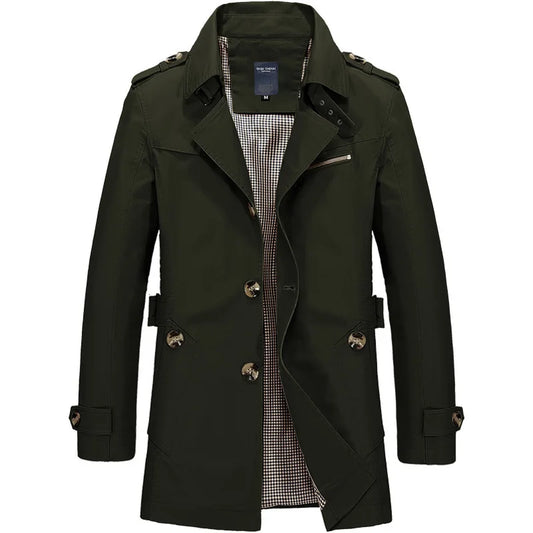 2026 Spring New Men's Army Green Lapel Jacket, Khaki Business Casual Coat, Blue and Black Autumn Windbreaker.