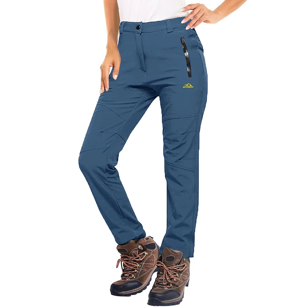 MAGCOMSEN Women's Ski Pants Winter Fleece Lined Waterproof Warm Snow Trekking Hiking Pants Outdoor Trousers Female