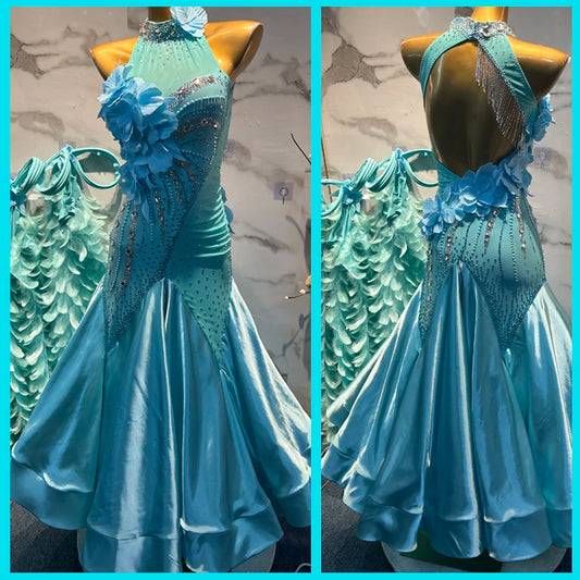 Women Competition Ballroom tango salsa waltz Formal dance dress US 8