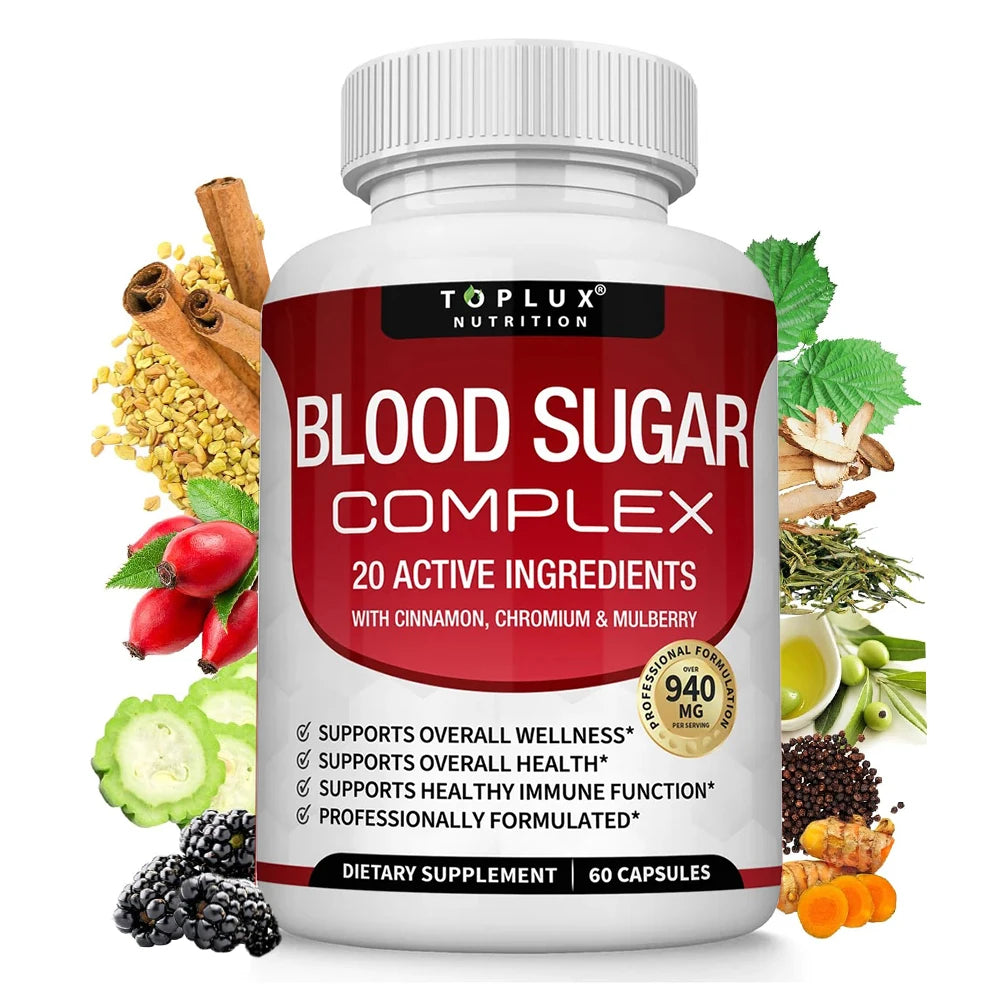 Normal Blood Sugar Support Supplement - 20 Active Ingredients Complex to Support Blood Sugar Levels Already in The Normal Range