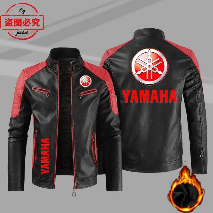 European Size Yamaha Motorcycle Logo Printed Riding Suit PU Leather Jacket Autumn/winter Men's Jacket Racing Suit Workwear