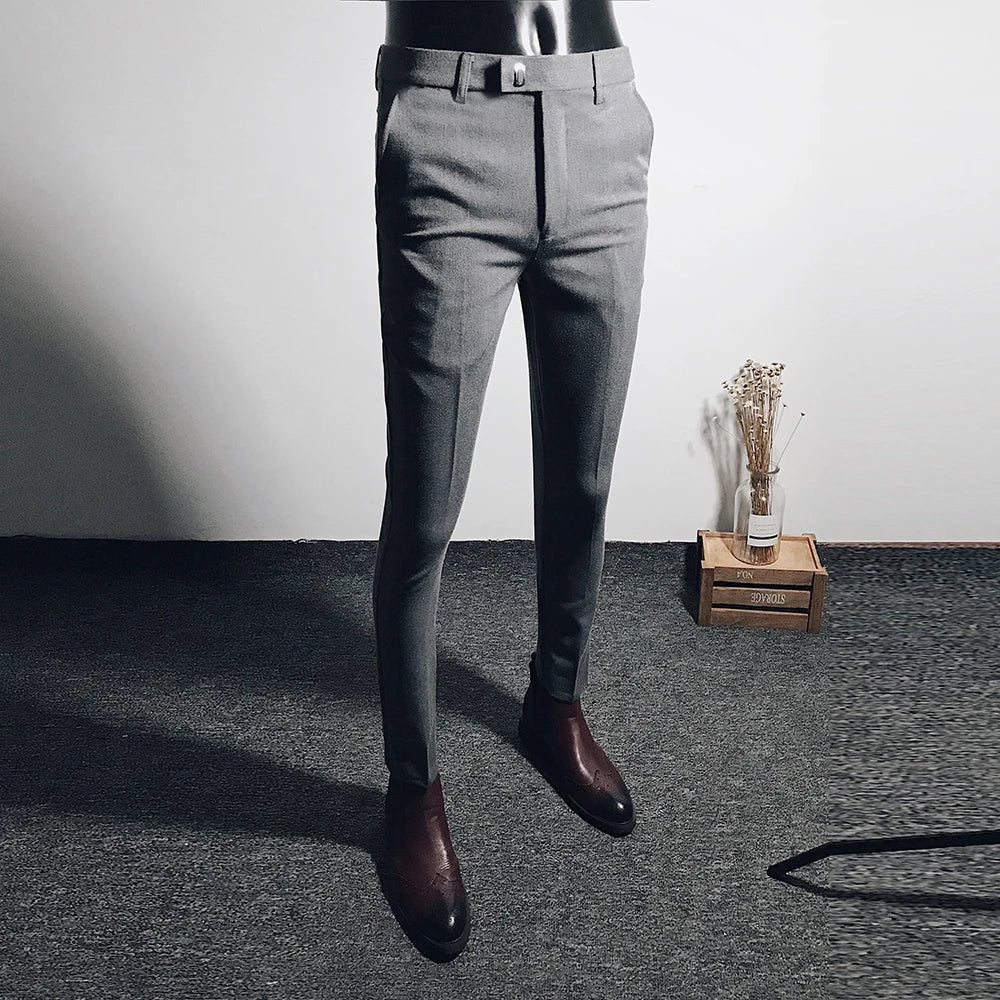 Men Suit Pants Dress Pantalone Hombre Stretch Slim Formal Trousers Calça Masculina Solid Color Casual Pants Fashion Men Clothing
