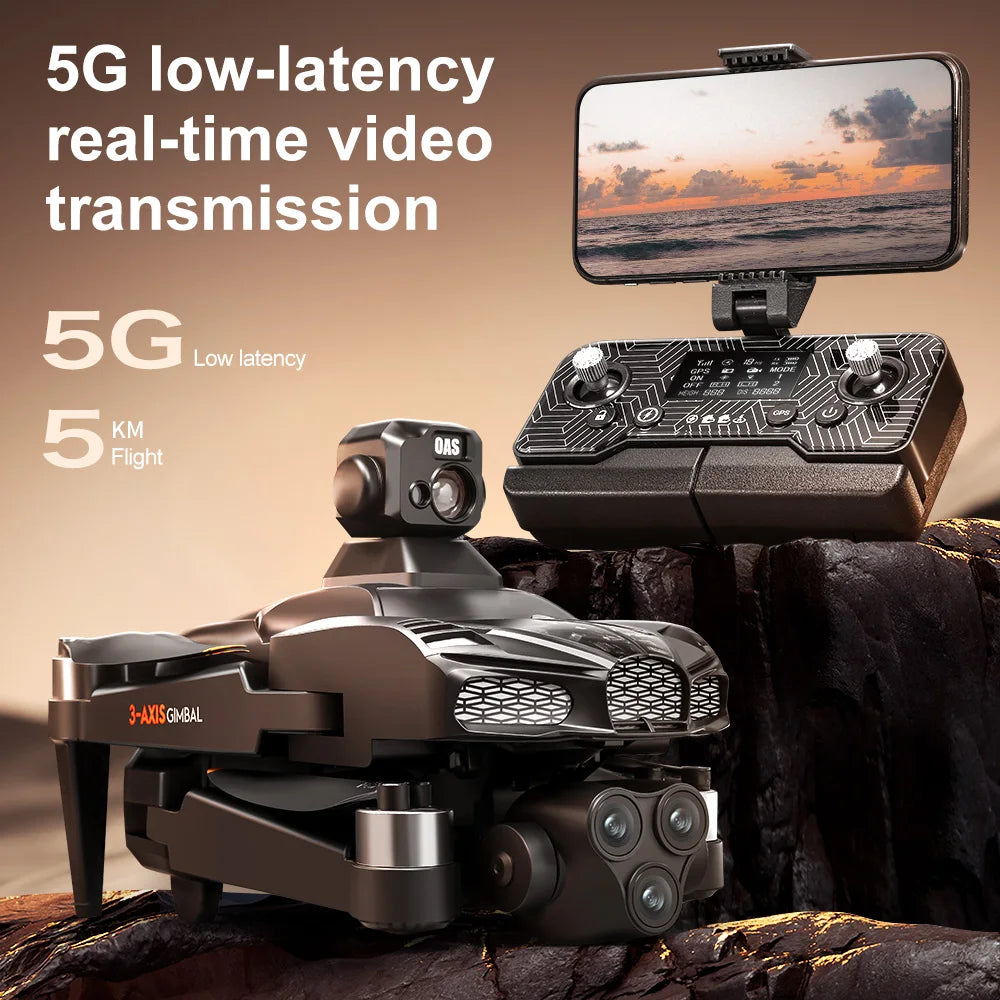 V668 GPS Drone 8K Professional 3-Axis PTZ HD Three Camera 5G WIFI FPV Dron Obstacle Avoidance Brushless Motor RC Quadcopter Toys