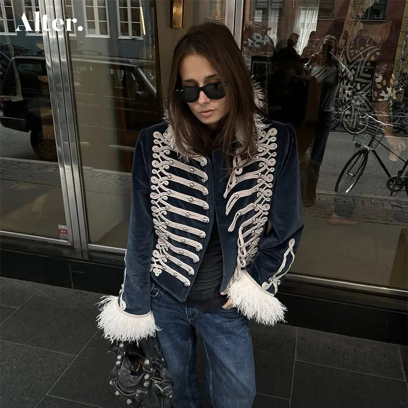 Chic Fur Patchwork Women's Jacket Full Sleeve Single-Breasted O-Neck Loose Lady Jackets 2026 Spring New Female Street Coats New