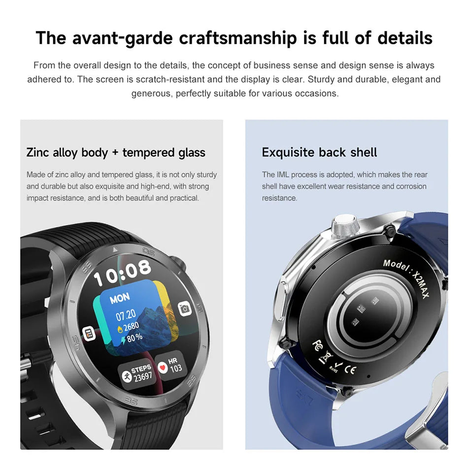 2025 New OPPO X2 Smart Watch Men's GPS Sports IP68 Waterproof Compass Heart Rate Blood Oxygen Bluetooth Call Smartwatches IOS