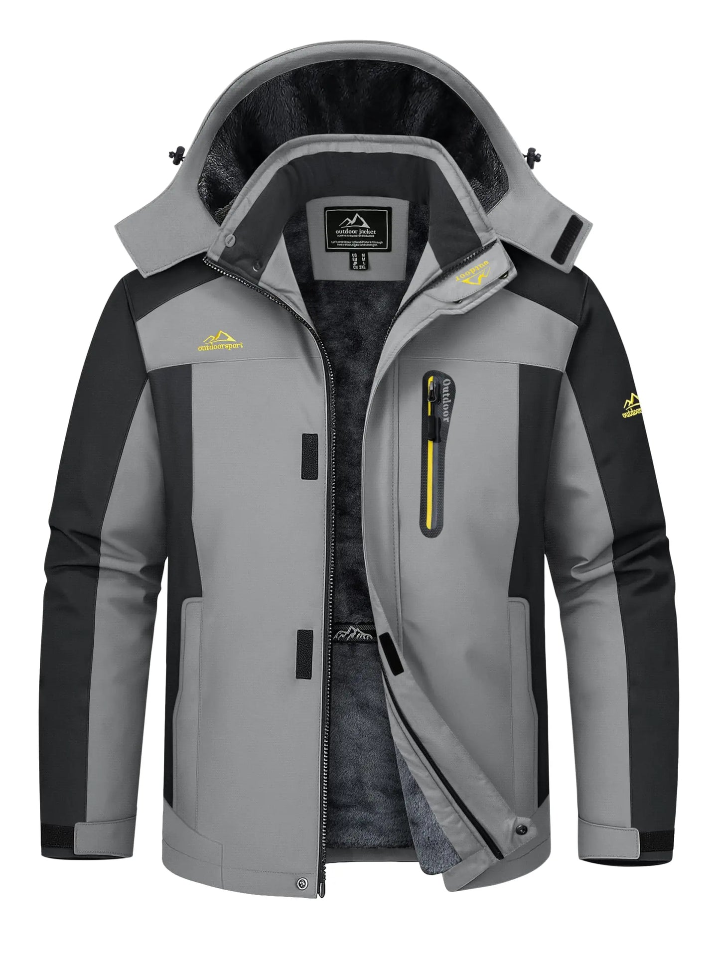 TACVASEN Winter Fleece Lining Jackets Waterproof Mens Ski Snowboard Parka Windproof Removable Hoodie Coats Casual Windbreaker