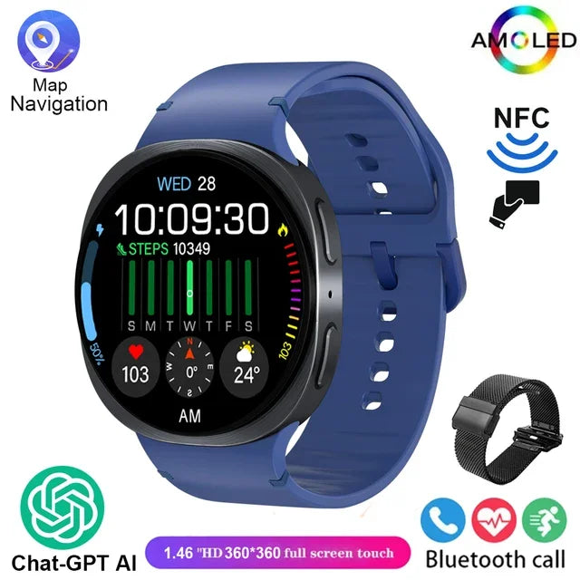 2026 New Men Watch 8 GPS Smart Watch 1.46inch AMOLED Health Sports Tracker Heart Rate NFC Bluetooth Call Waterproof Smartwatch
