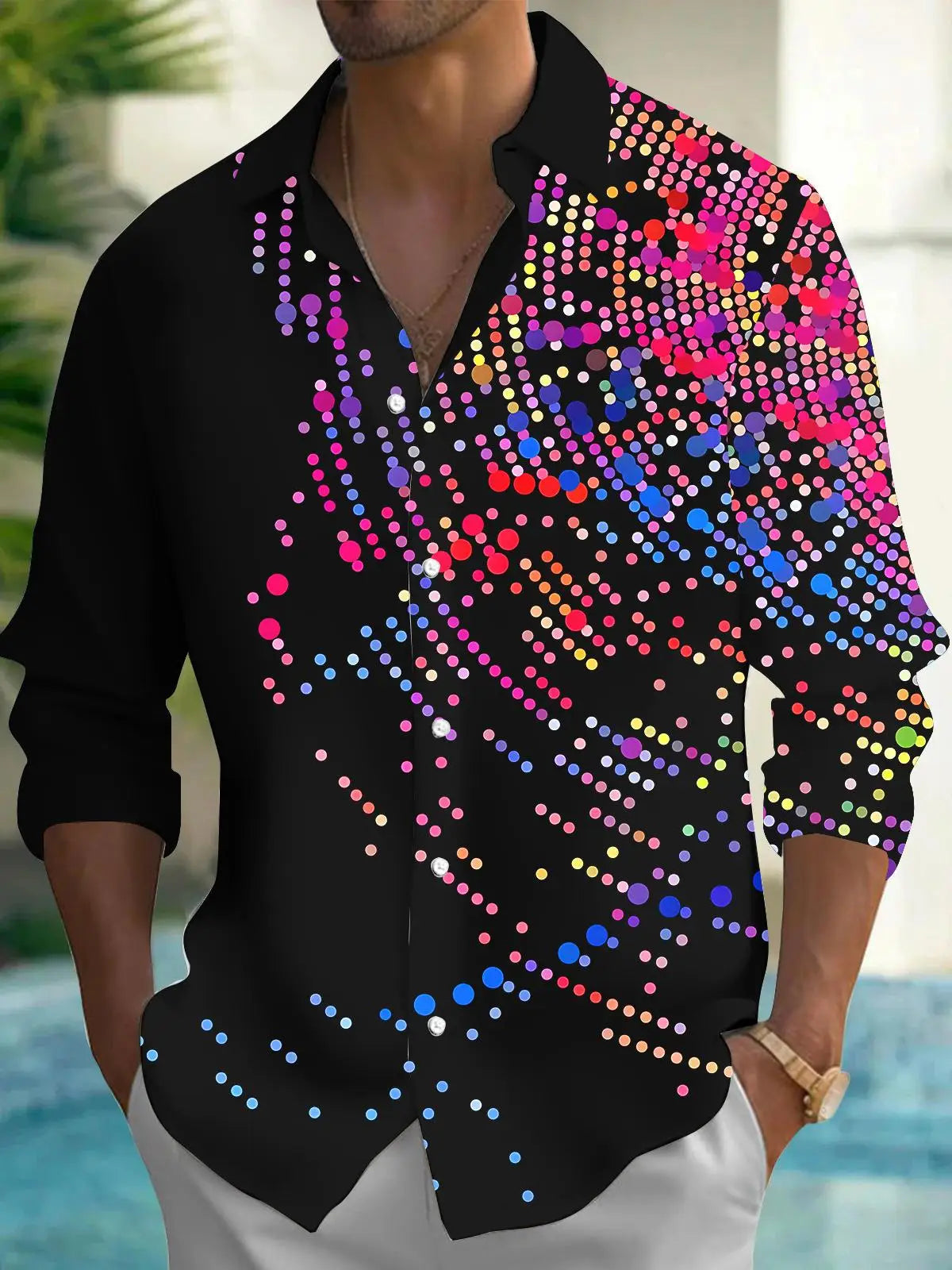 Men's shirts, button down shirts, casual shirts, spring and summer, printed long sleeves Tops fashion comfortable Men Clothing