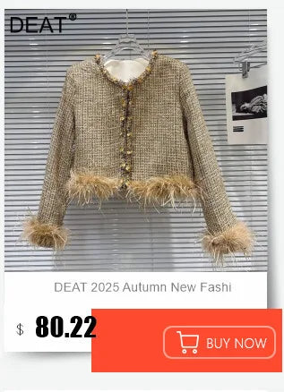 DEAT 2025 Autumn New Fashion Metal Buckle Design Shoulder Strap Denim Short Jacket For Women High Street Coat Female 11A06995
