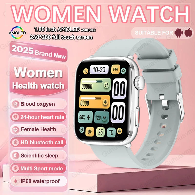 2025 New Women Men AI Smart Diagnosis Watch HRV+PPG Blood Pressure Heart Rate Health Monitor IP68 NFC Fashion Sports Smartwatchs