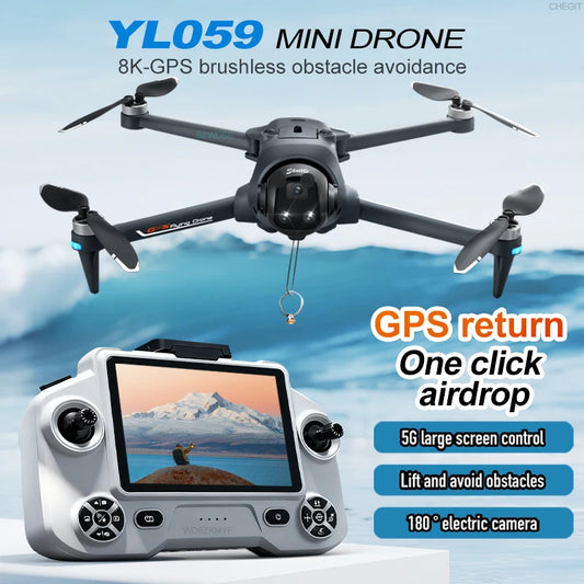2026 YL059 GPS Drone Gimbal 8k HD Camera 5G WIFI Large Screen Remote  22min Flight Professional Foldable Brushless RC Quadcopter