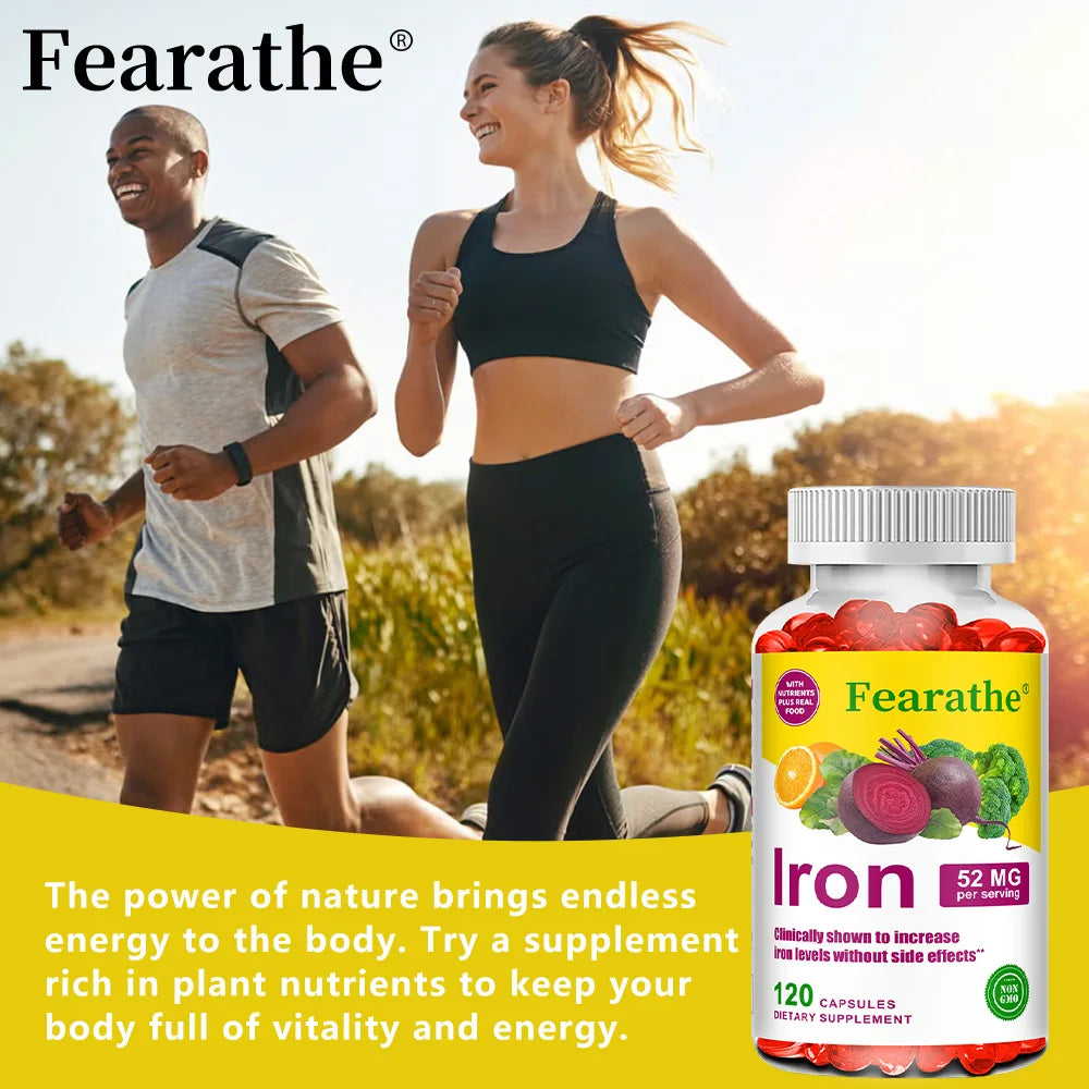 Iron and Vitamin C Supplement - Boosts Energy, Focus, and Immune Function, Supporting Red Blood Cells, Improve Immunity, Non-GMO