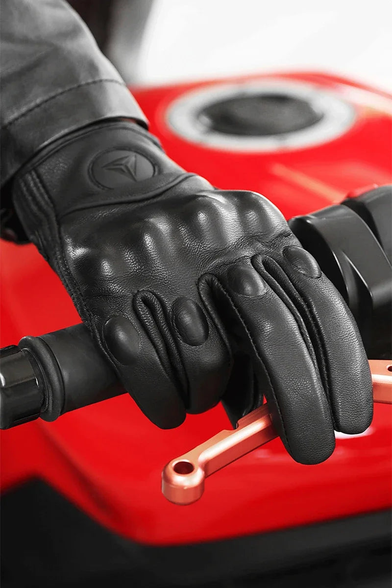 Mens Women 4 Season Driving Supertech Black/White Motorcycle Leather Gloves Racing Glove Motorbike Cowhide Race Bike Knight